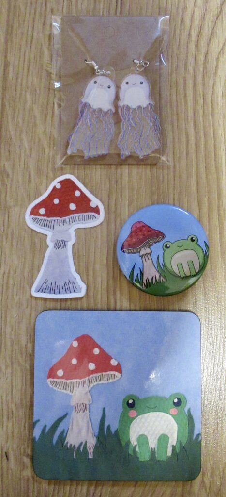 jellyfish earrings mushroom sticker frog badge frog coaster